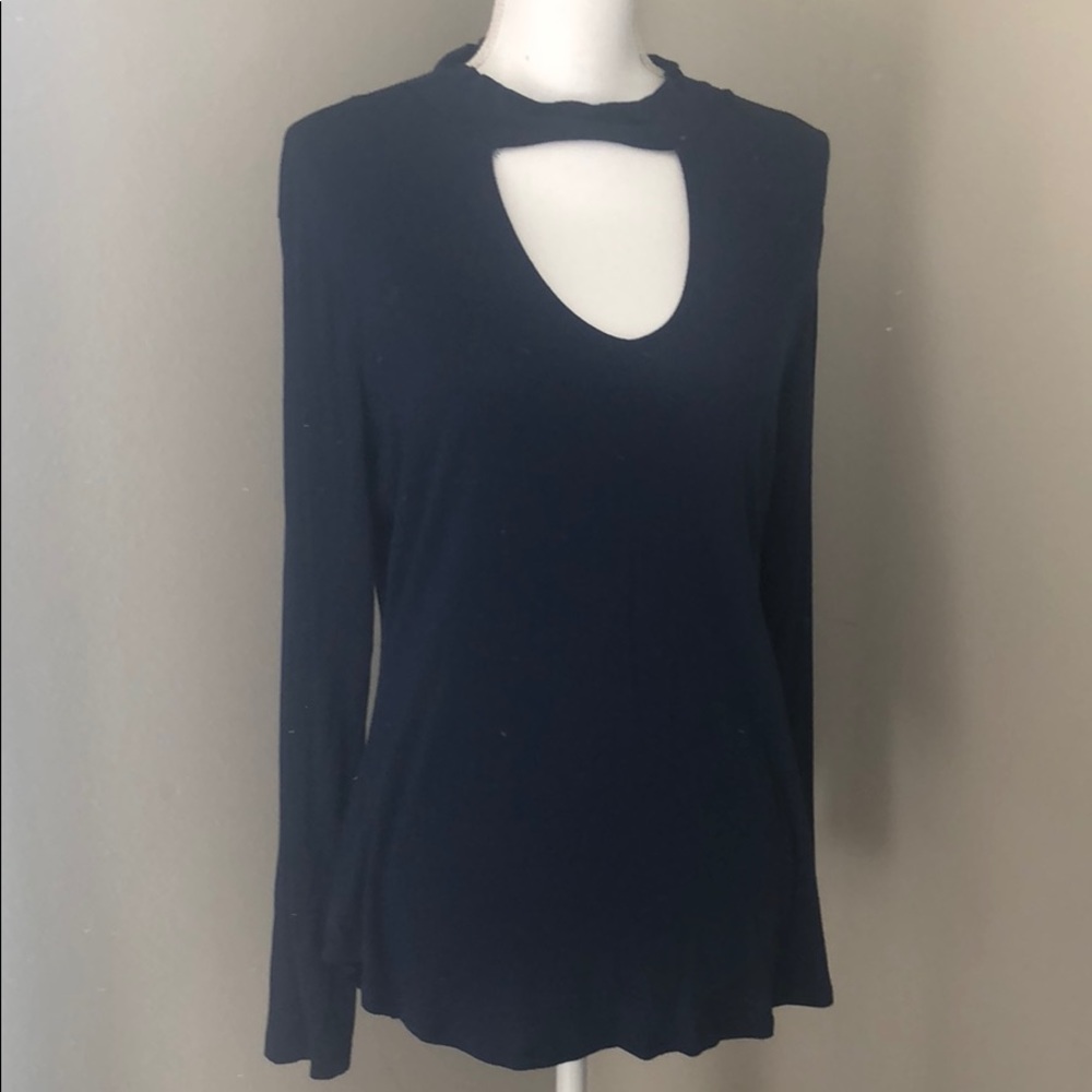 Navy blue choker top, long sleeve